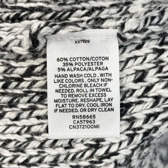 New Caslon Marled Knit Draped Open Front Cardigan Sweater Black White Size Small - Picture 14 of 16